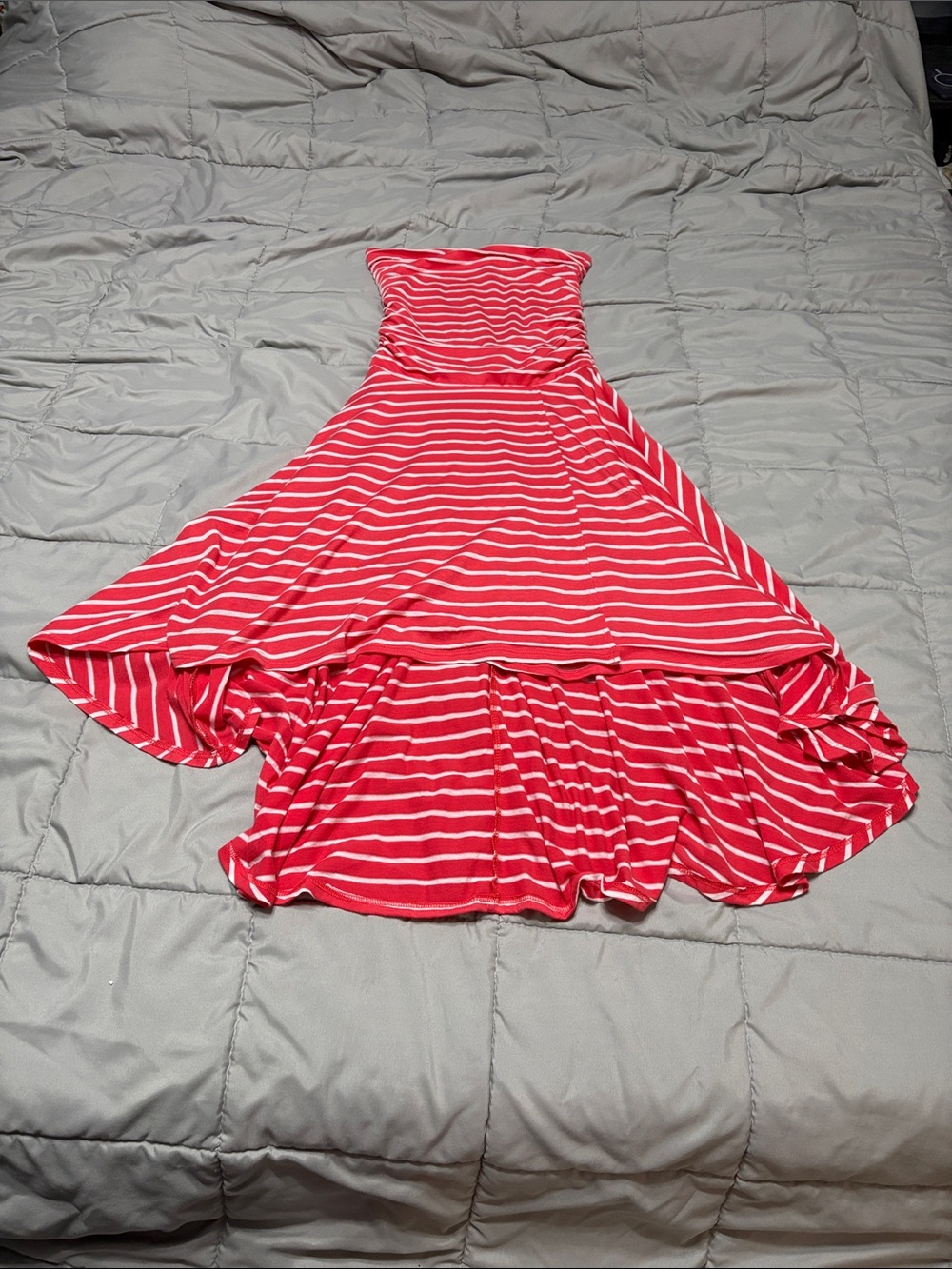 Vanity Red and White Striped High-Low Dress